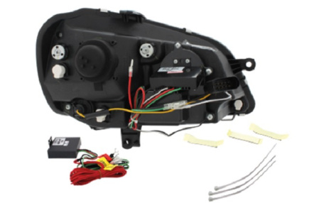 Передняя оптика VW Polo IV 2005-2010 с дневными ходовыми огнями, хромированный корпус