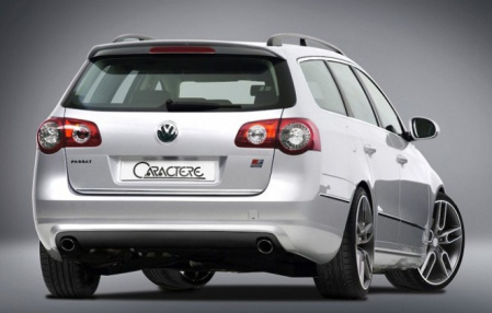 Накладка на бампер задний VW Passat (B6) 2005-2010 Variant с вырезами для глушителя слева и справа