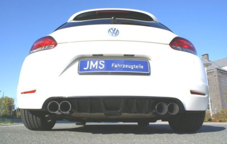 Накладка на бампер задний VW Scirocco 2008-2014 с вырезами для сдвоенного глушителя на две стороны