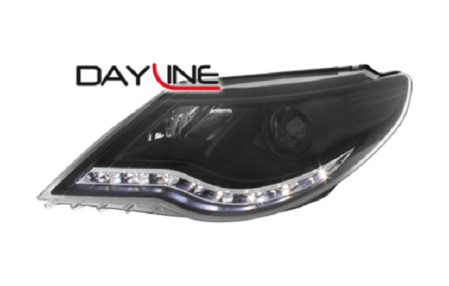 Передняя оптика VW Passat CC 2008-2011 с дневными ходовыми огнями черная