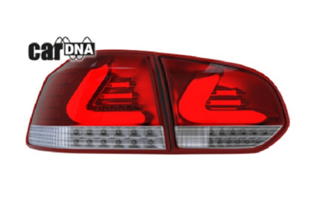 Задние фонари VW Golf VI хромированный корпус, красное прозрачное стекло