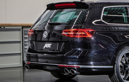 Накладка на бампер задний VW Passat (B8) 2015-н.в. в комплекте с глушителем для автомобилей с дизельными двигателями