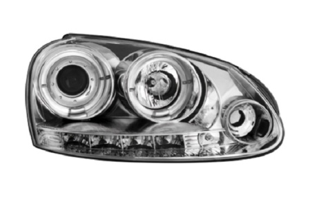 Передняя оптика VW Golf V, Jetta V 2006-2010 хром