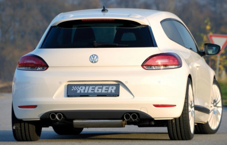 Диффузор заднего бампера VW Scirocco 2008-2014 с вырезами для сдвоенного глушителя справа