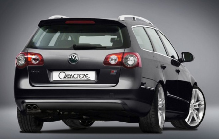 Накладка на бампер задний VW Passat (B6) 2005-2010 Variant с вырезом для одинарного глушителя слева