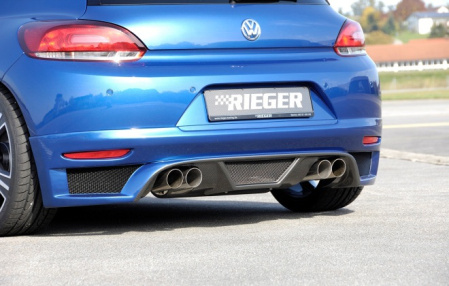 Накладка на бампер задний VW Scirocco 2008-2014 с вырезами для сдвоенного глушителя на две стороны