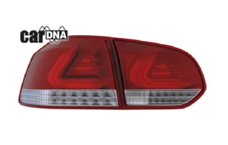 Задние фонари VW Golf VI хромированный корпус, красное прозрачное стекло