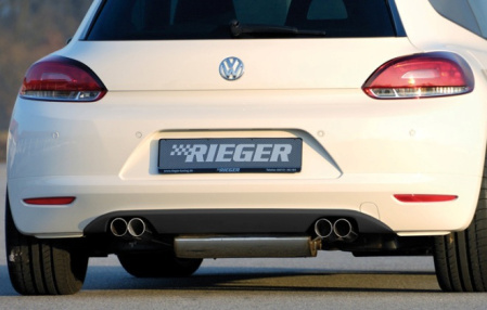 Диффузор заднего бампера VW Scirocco 2008-2014 в стиле Carbon-Optik с вырезами для сдвоенного глушителя справа