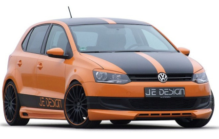 Накладка на бампер передний VW Polo V 2009-н.в. со сплиттером в стиле Carbon-Optik