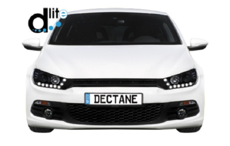 Передняя оптика VW Scirocco 2008-н.в. с дневными ходовыми огнями, черный корпус