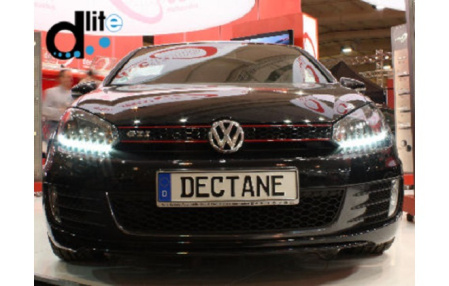 Передняя оптика VW Golf VI с дневными ходовыми огнями, черный корпус
