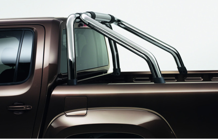 Декоративная дуга в виде двойной трубы VW Amarok (2H) 2010-н.в. (с одним рядом сидений) из хромированной нержавеющей стали