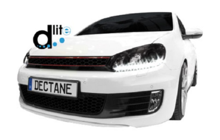 Передняя оптика VW Golf VI с дневными ходовыми огнями, хромированный корпус
