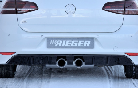 Накладка на бампер задний VW Golf VII R с вырезами для сдвоенного спортивного глушителя по центру (под покраску)