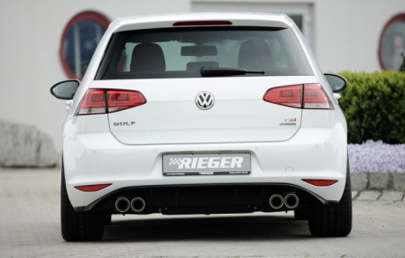 Накладка на бампер задний VW Golf VII с вырезами для сдвоенного глушителя слева (под покраску)