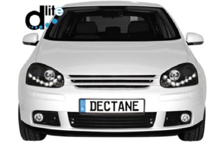 Передняя оптика VW Golf V, Jetta V 2006-2010 с дневными ходовыми огнями, черный корпус