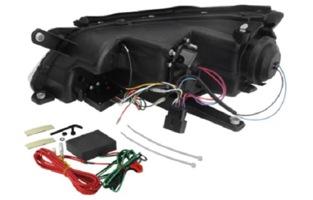 Передняя оптика VW Tiguan (5N) 2007-2010 с дневными ходовыми огнями, хромированный корпус