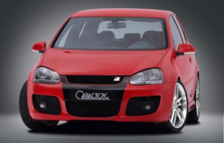 Бампер передний VW Golf V GT, Golf GTI, Golf V Variant, Jetta V 2006-2010 в стиле GTI в комплекте с решеткой радиатора для автомобилей без противотуманных фар и с омывателями фар